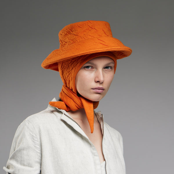 Bucket Hat aus Merinowolle und Baumwolle in Rot und Orange – Ansicht 2