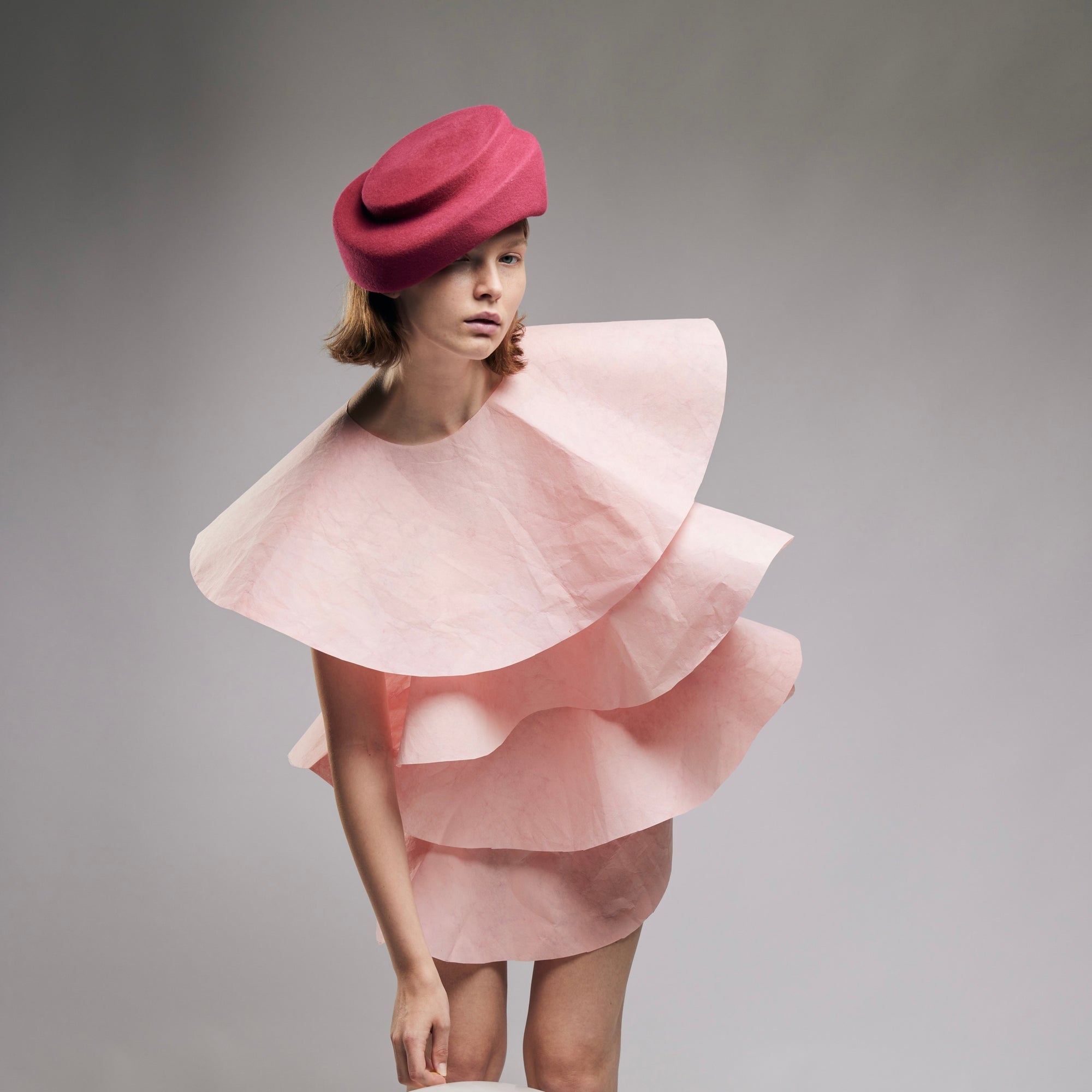 Pillbox aus Haarfilz in Rosa