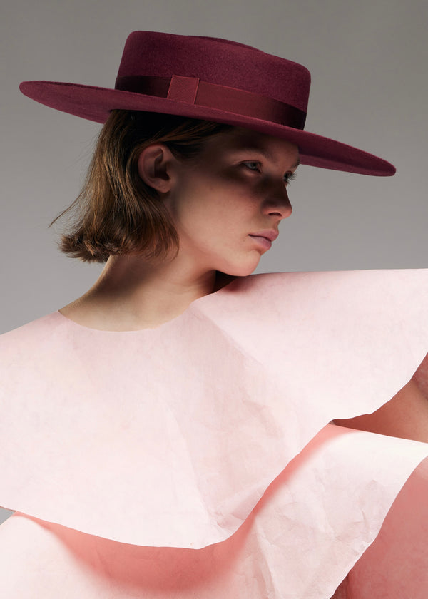 Sombrero aus Haarfilz in Bordeaux
