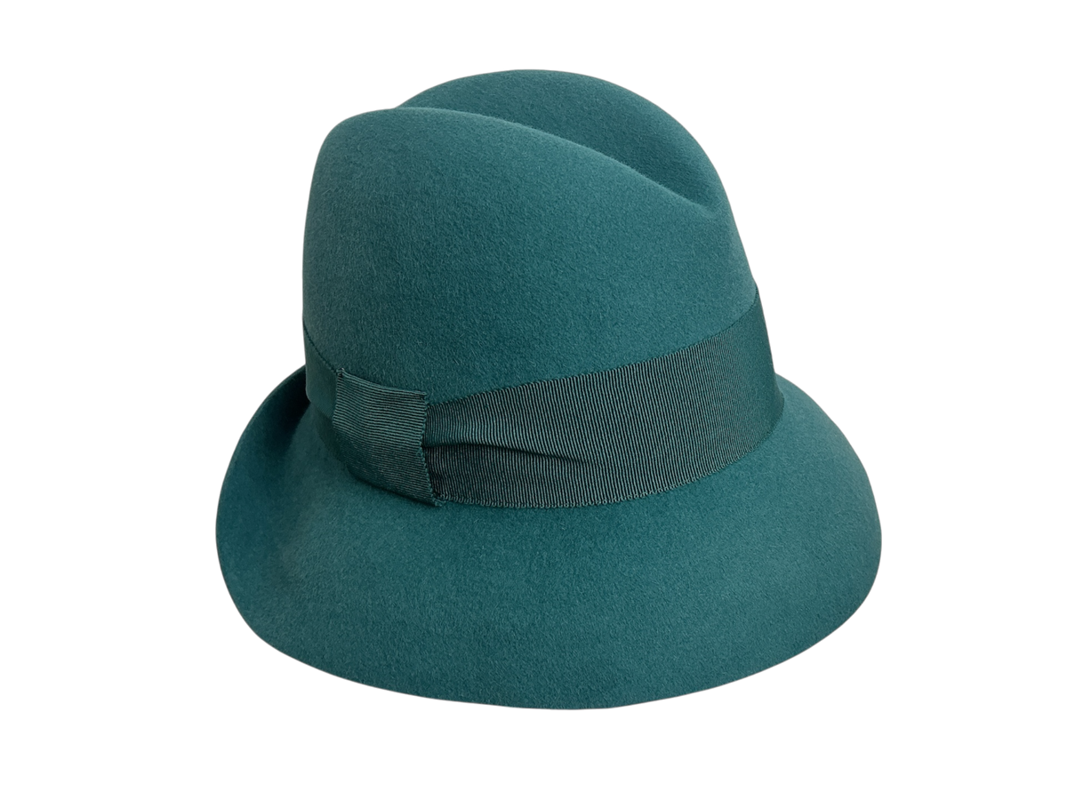 Fedora aus 100 % Haarfilz in Petrol