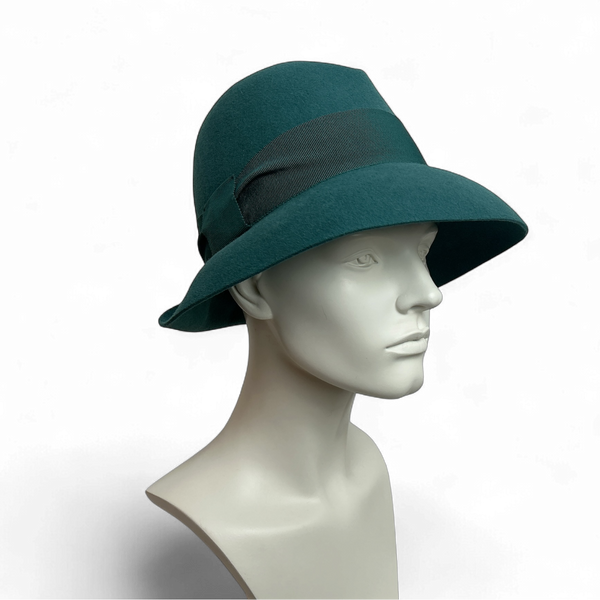 Fedora aus 100 % Haarfilz in Petrol
