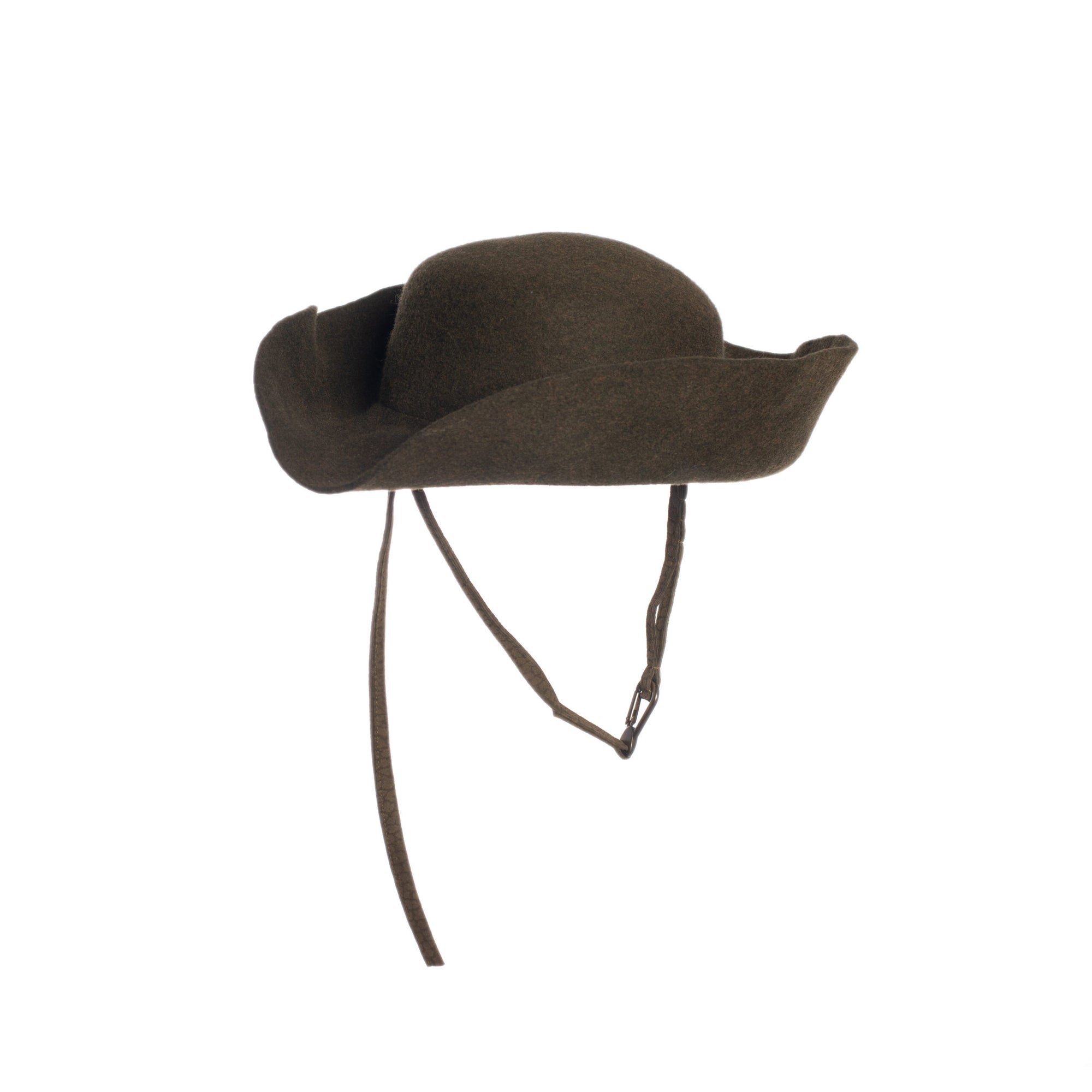 Dreispitz aus Haarfilz und Leder in Braun