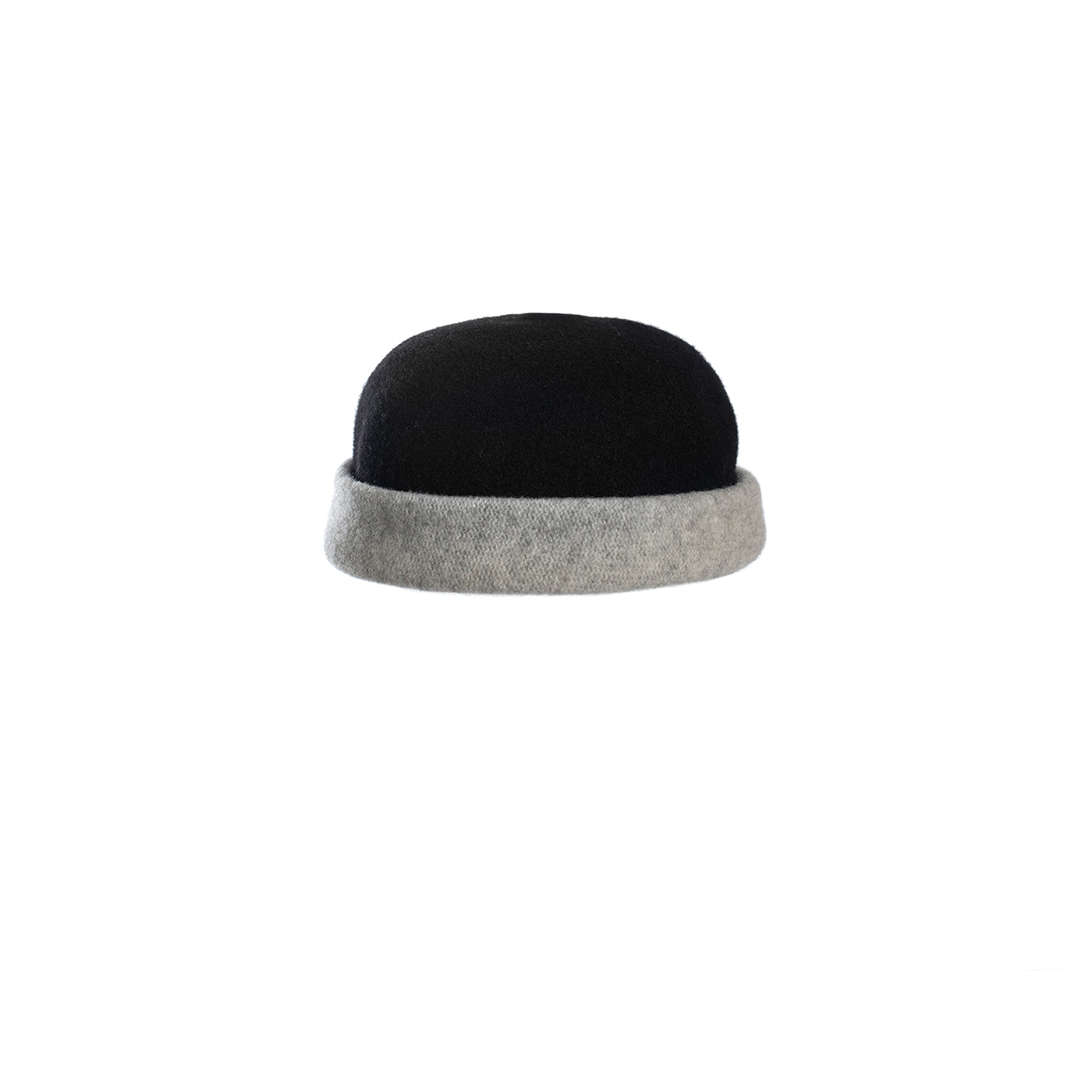 Haube aus Merinowalk in Schwarz und Grau