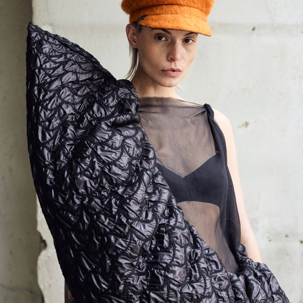Kappe aus Merinowolle / Mohair in Orange – Ansicht 2