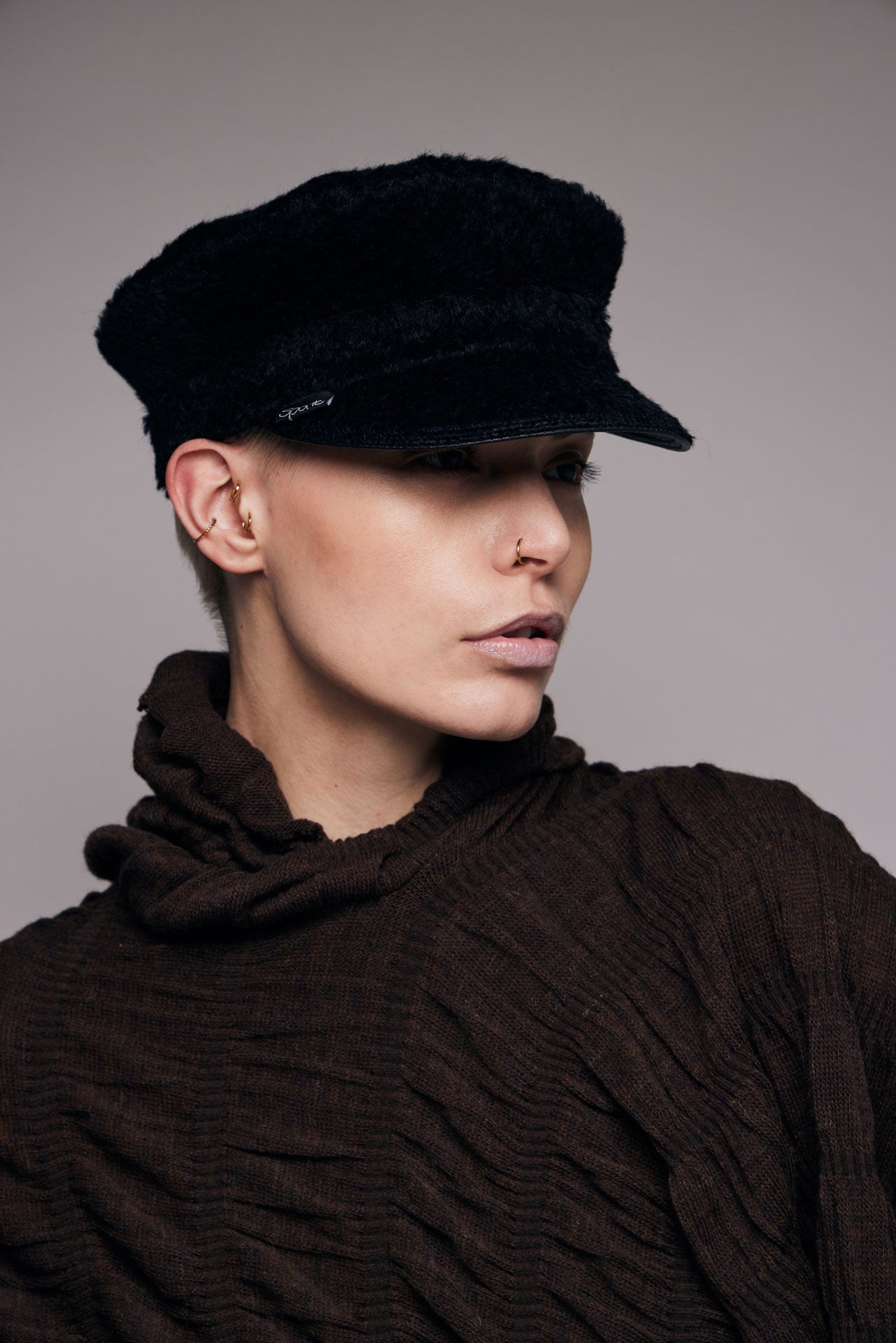 Kappe aus Kaschmir mit Mohair in Schwarz – Ansicht 2