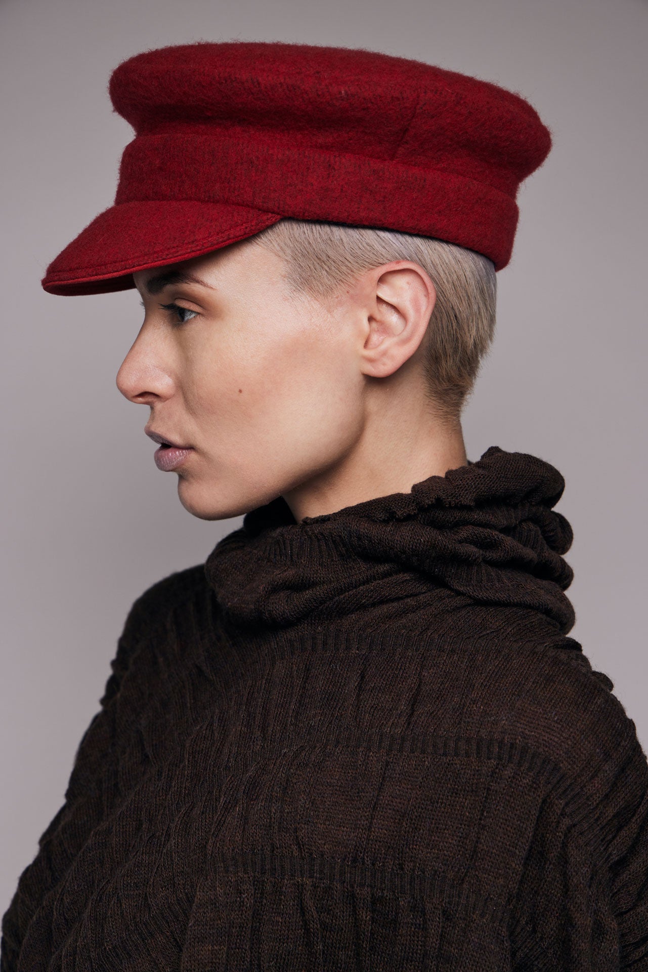 Kappe aus Wollfleece in Rot – Ansicht 2