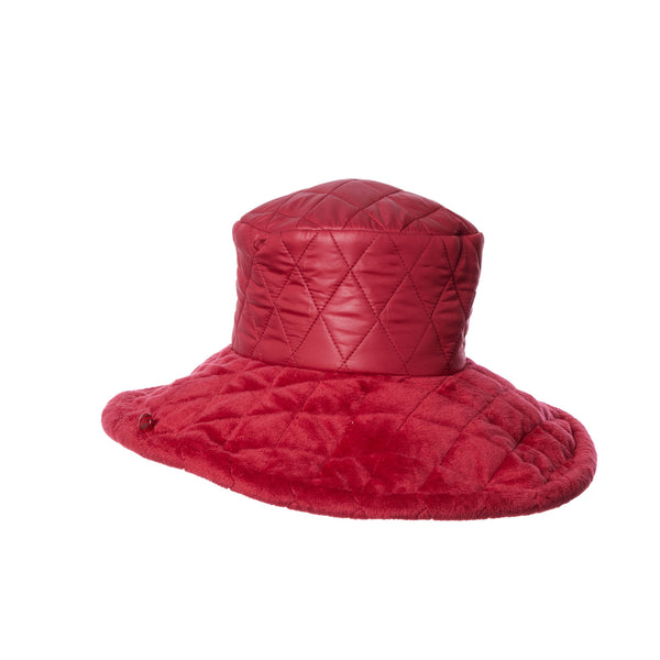 Bucket Hat Viskosestoff in Rot mit breiter Krempe