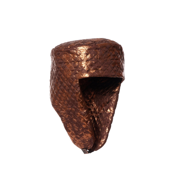 Haube aus Viskosestoff in Braun Metallic