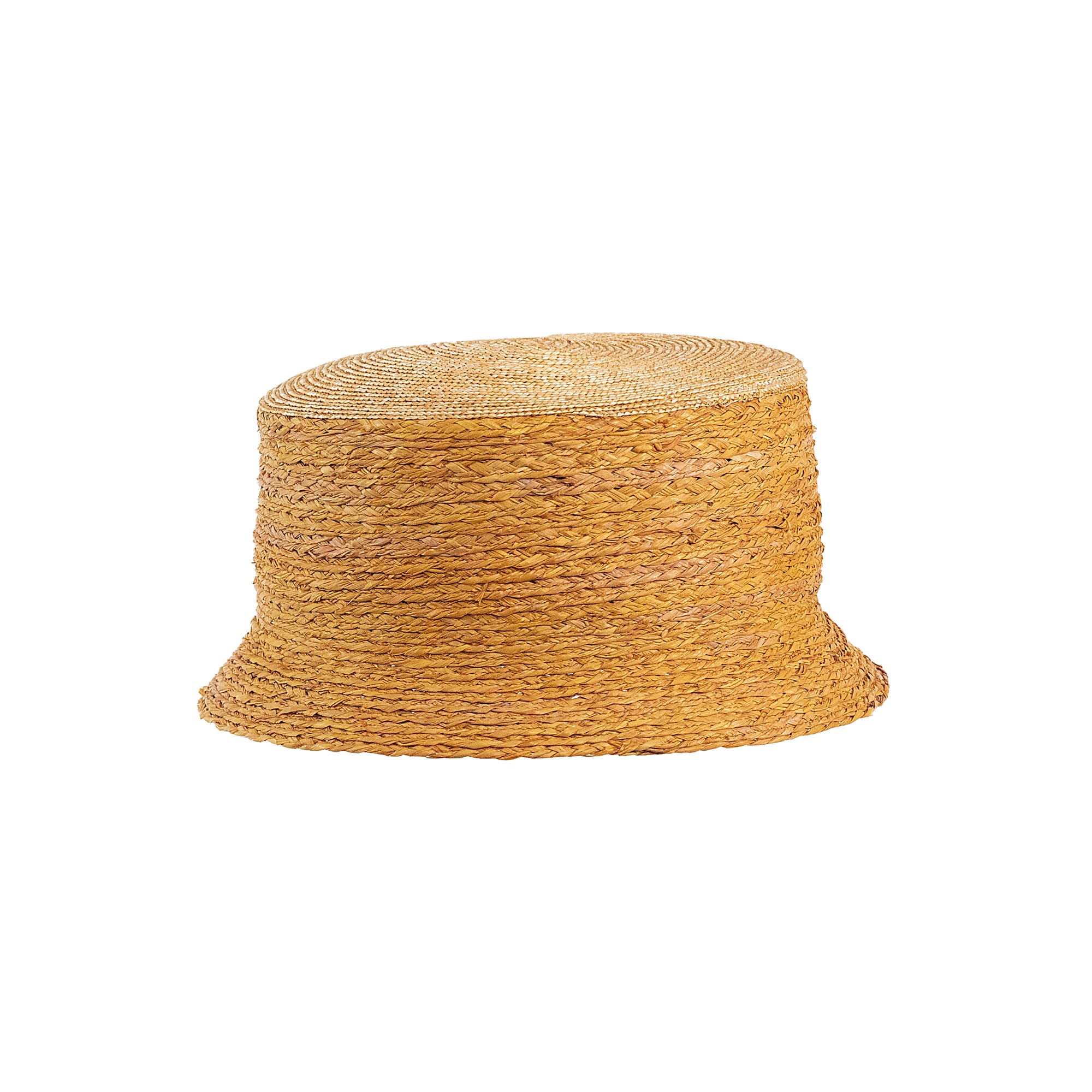 Cloche aus Raffiastroh und Strohborte in Natur