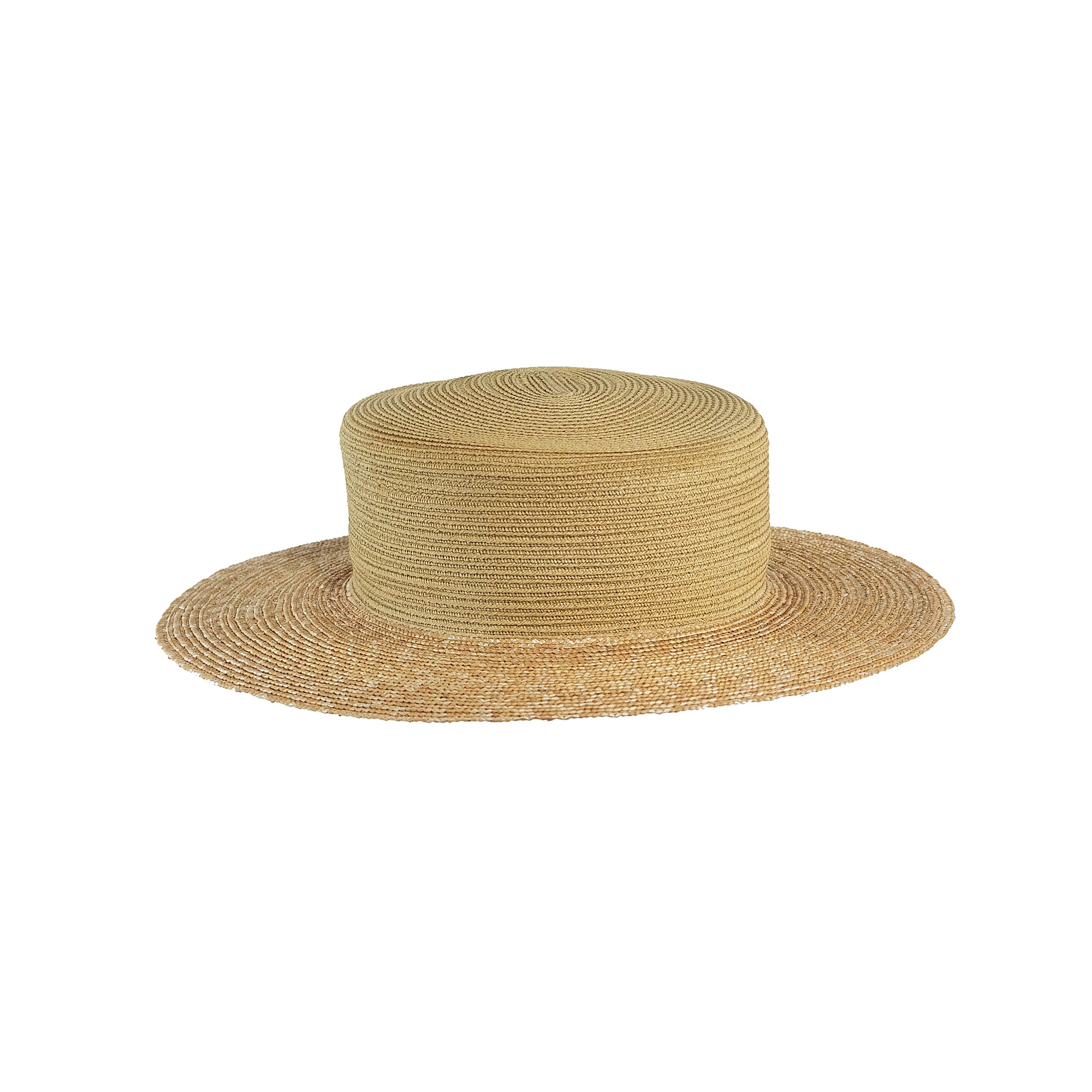 Sombrero aus Weizenstroh und Baumwollborte in Gelb und Natur
