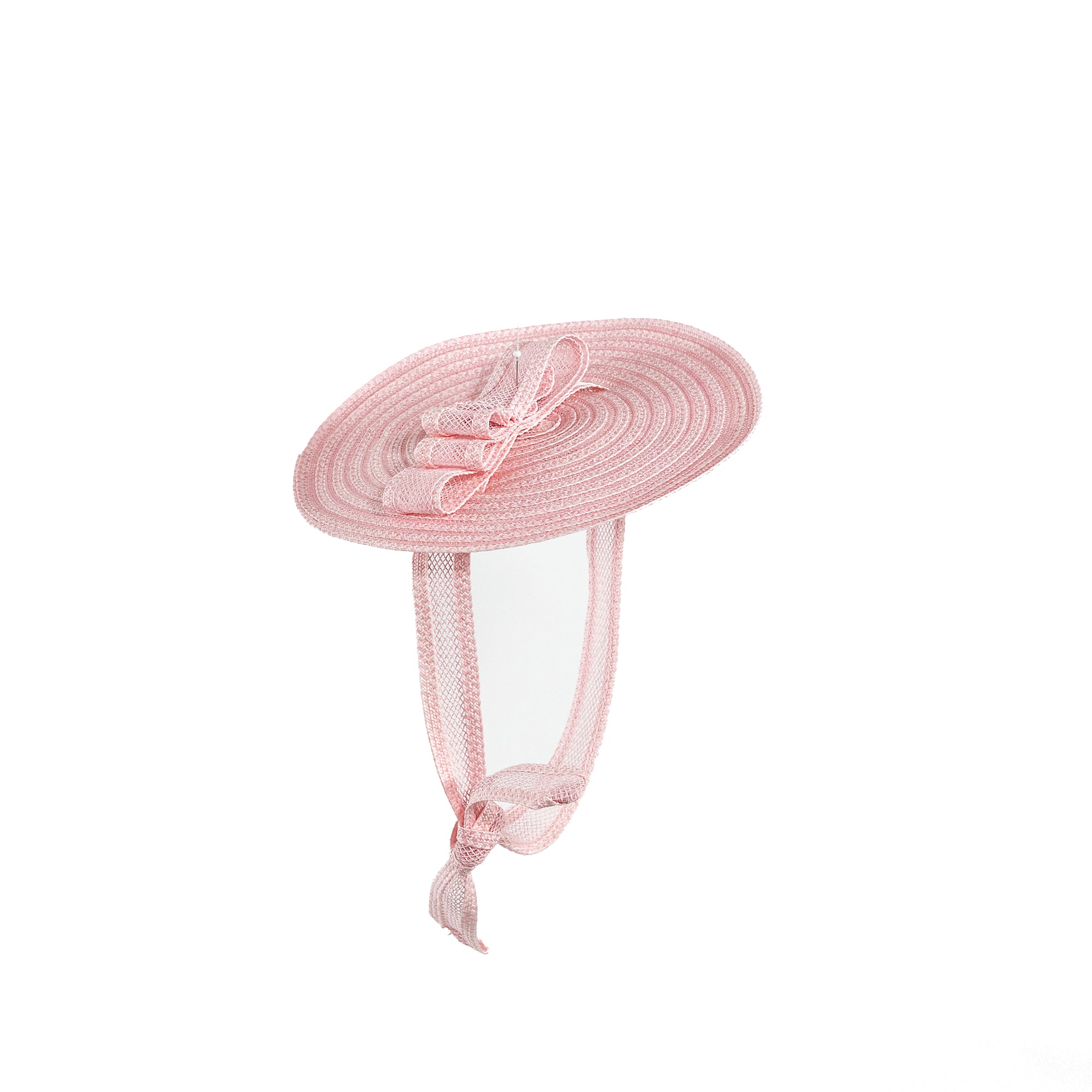 Tellerhut aus Lackborte und Baumwollborte in Rosa