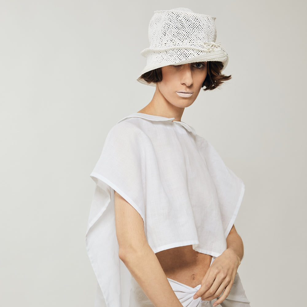 Bucket Hat aus Paper in Weiß – Ansicht 2