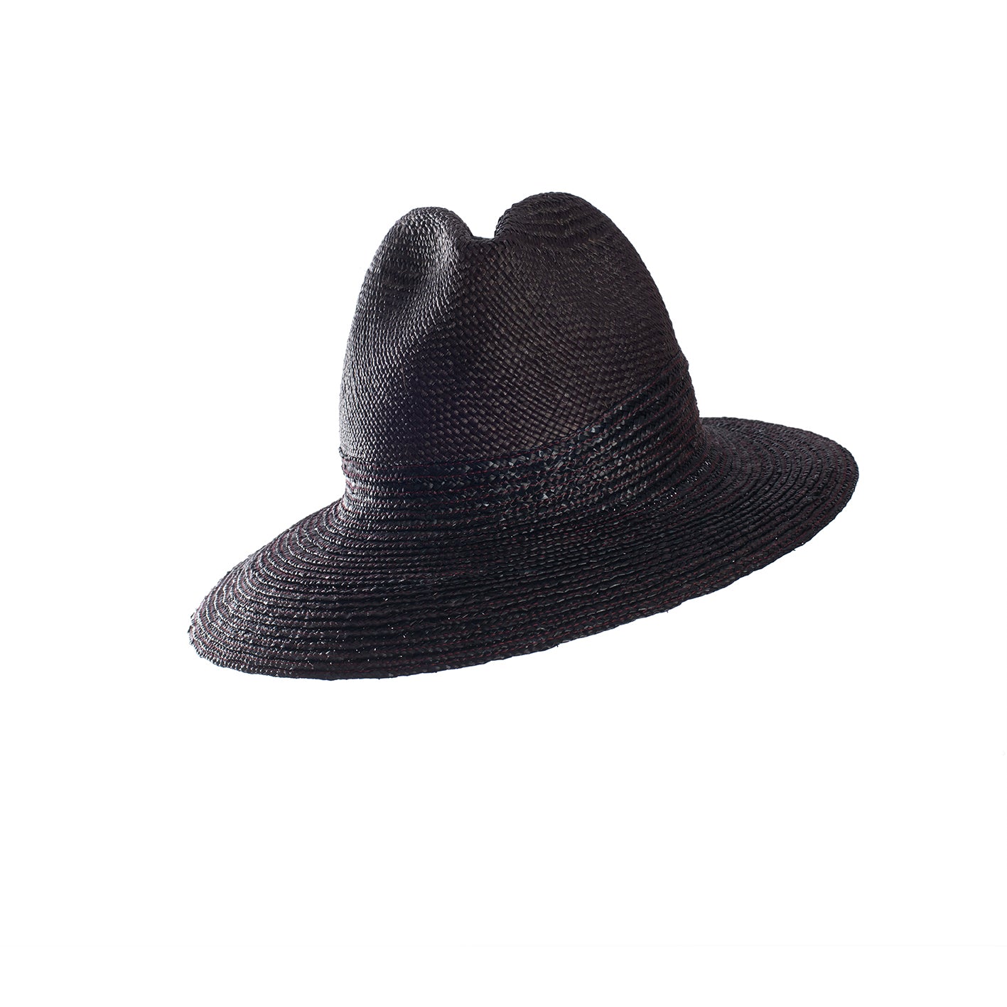 Fedora aus Weizenstroh und Panamastroh in Schwarz
