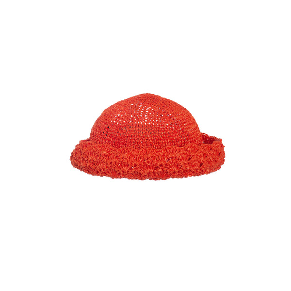 Bucket Hat aus Viskosebast in Orange