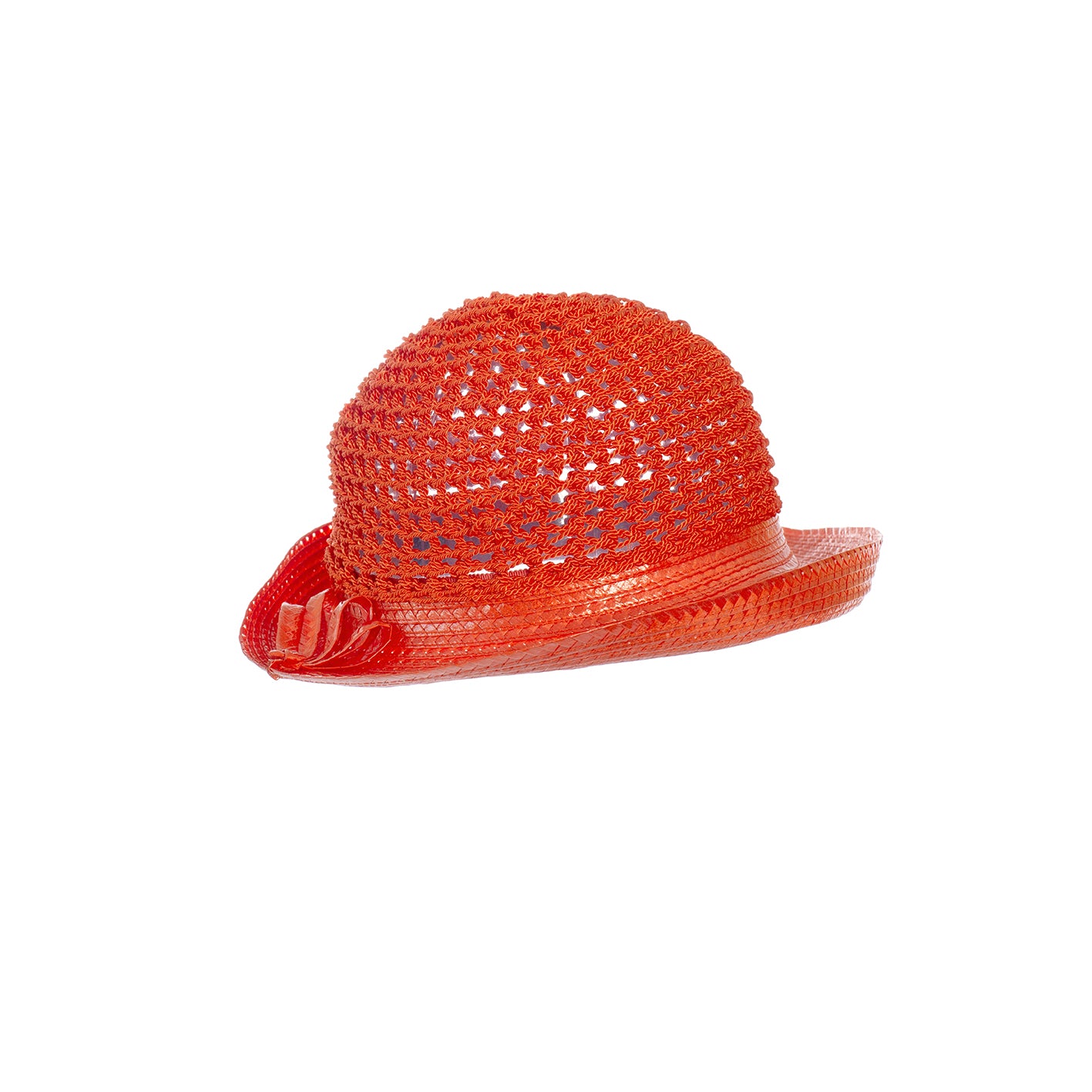 Bucket Hat aus Baumwolle und Lackborte in Orange