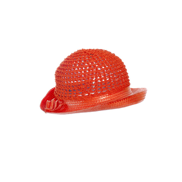 Bucket Hat aus Baumwolle und Lackborte in Orange