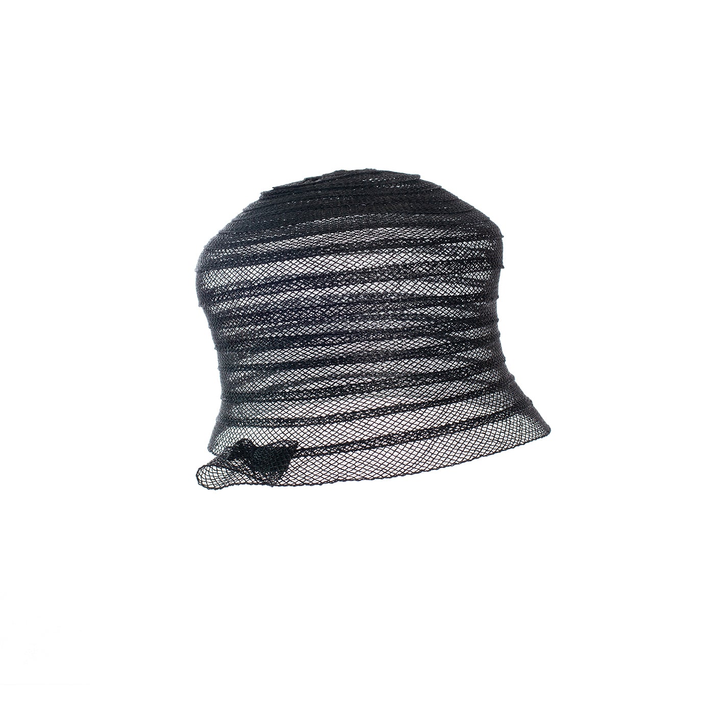 Cloche aus transparenter Viskoseborte in Schwarz