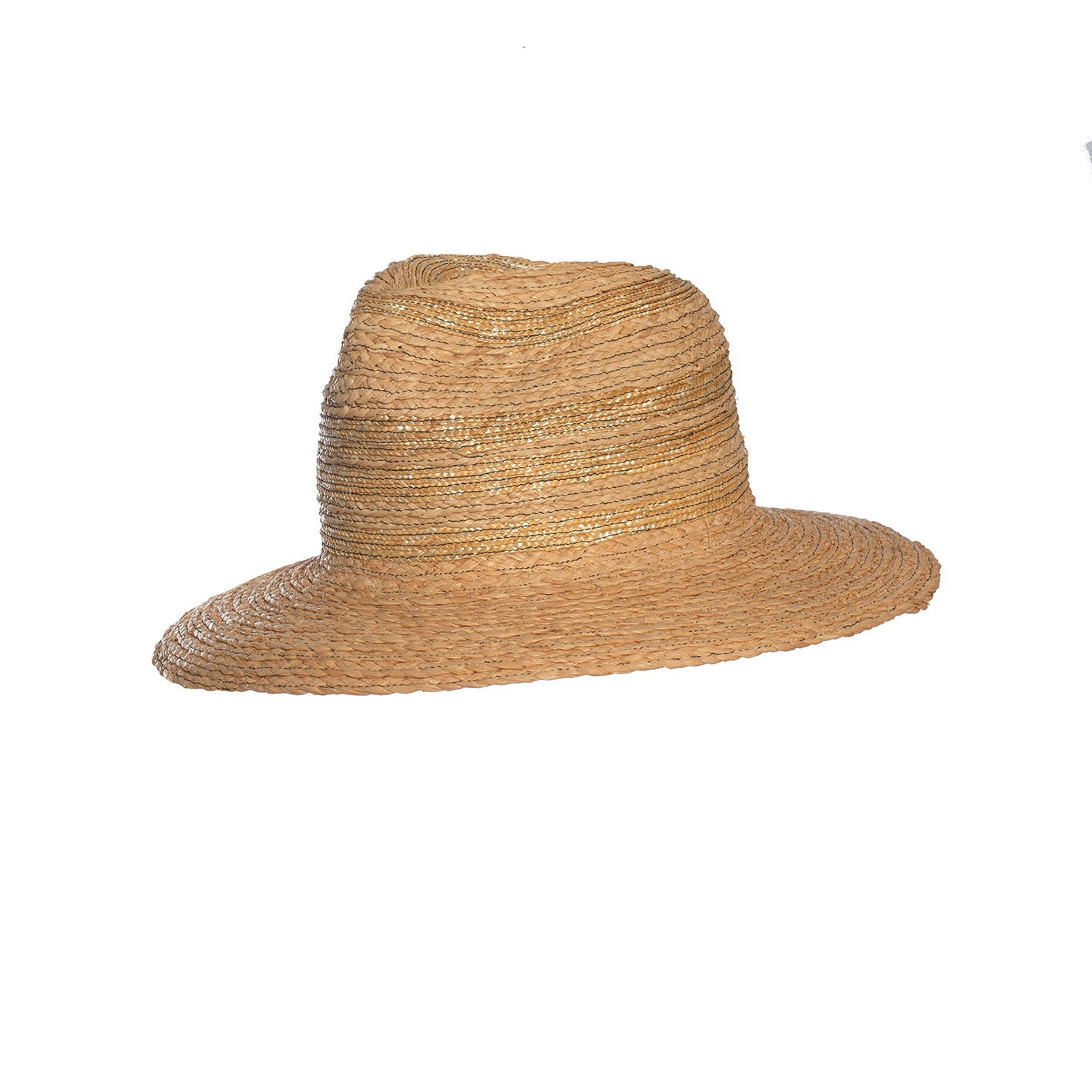 Fedora aus Weizenstroh und Raffiastroh in Natur