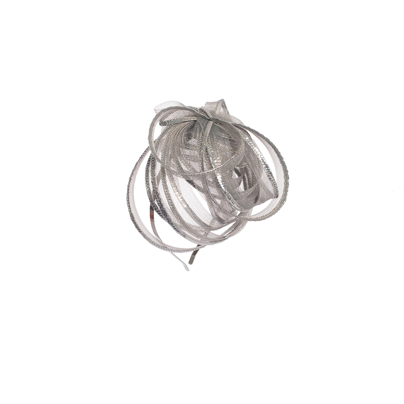 Haarreif aus Lackborte mit Crinolborte in Grau und Silber