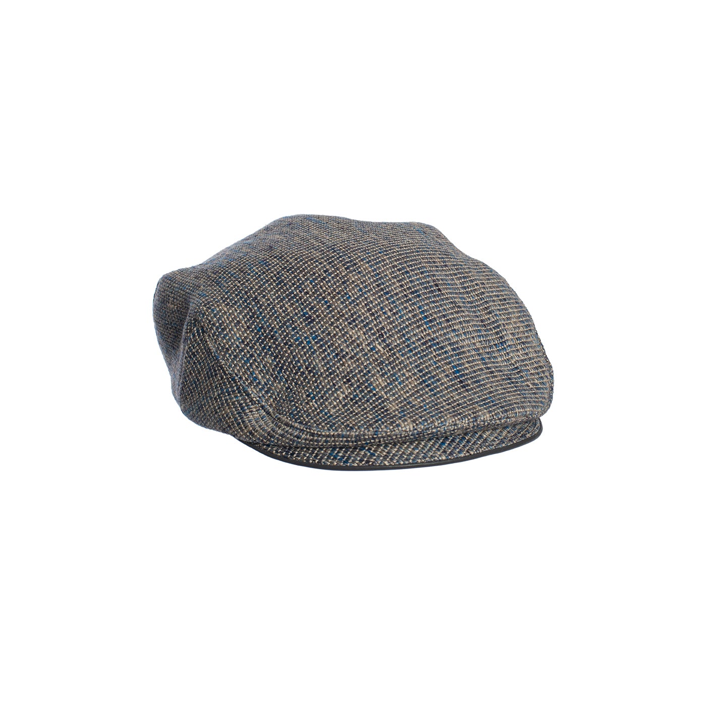 Schiebermütze aus Leinen in Blau, Beige