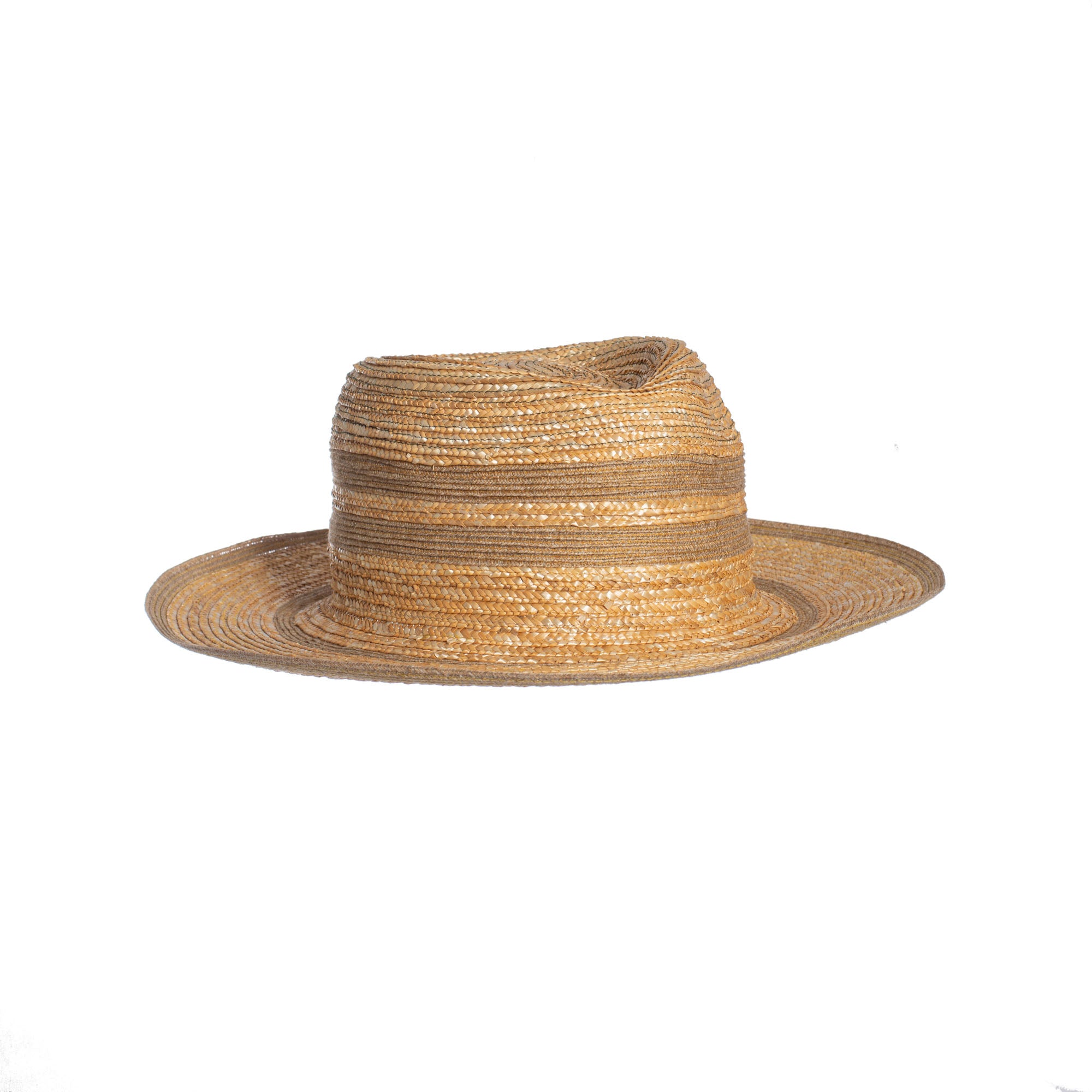 Fedora aus Weizenstrohborte und Baumwollborte in Natur