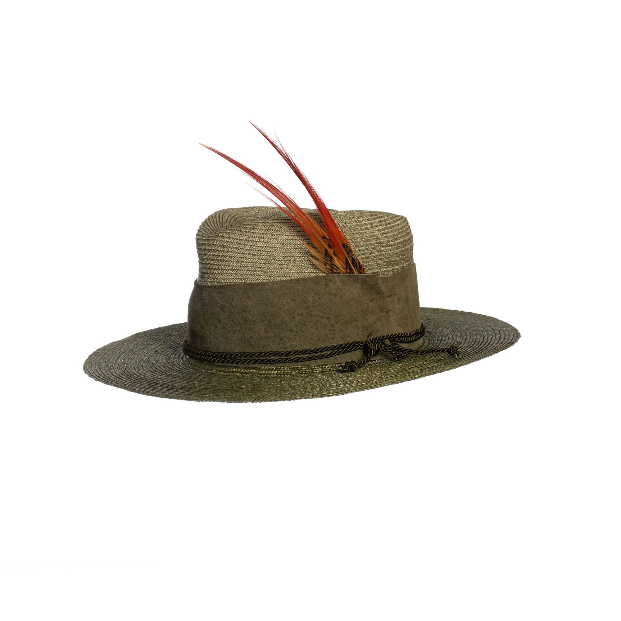 Fedora aus Baumwollborte und Strohborte in Grün