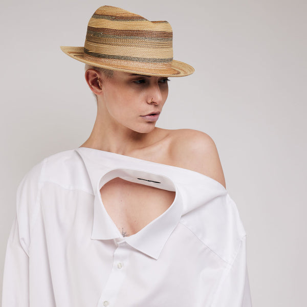 Fedora aus verschiedenen Borten in Naturtönen – Ansicht 2