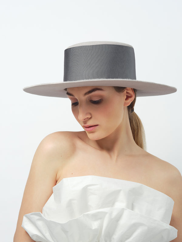 Sombrero aus Haarfilz mit breitem Ripsband